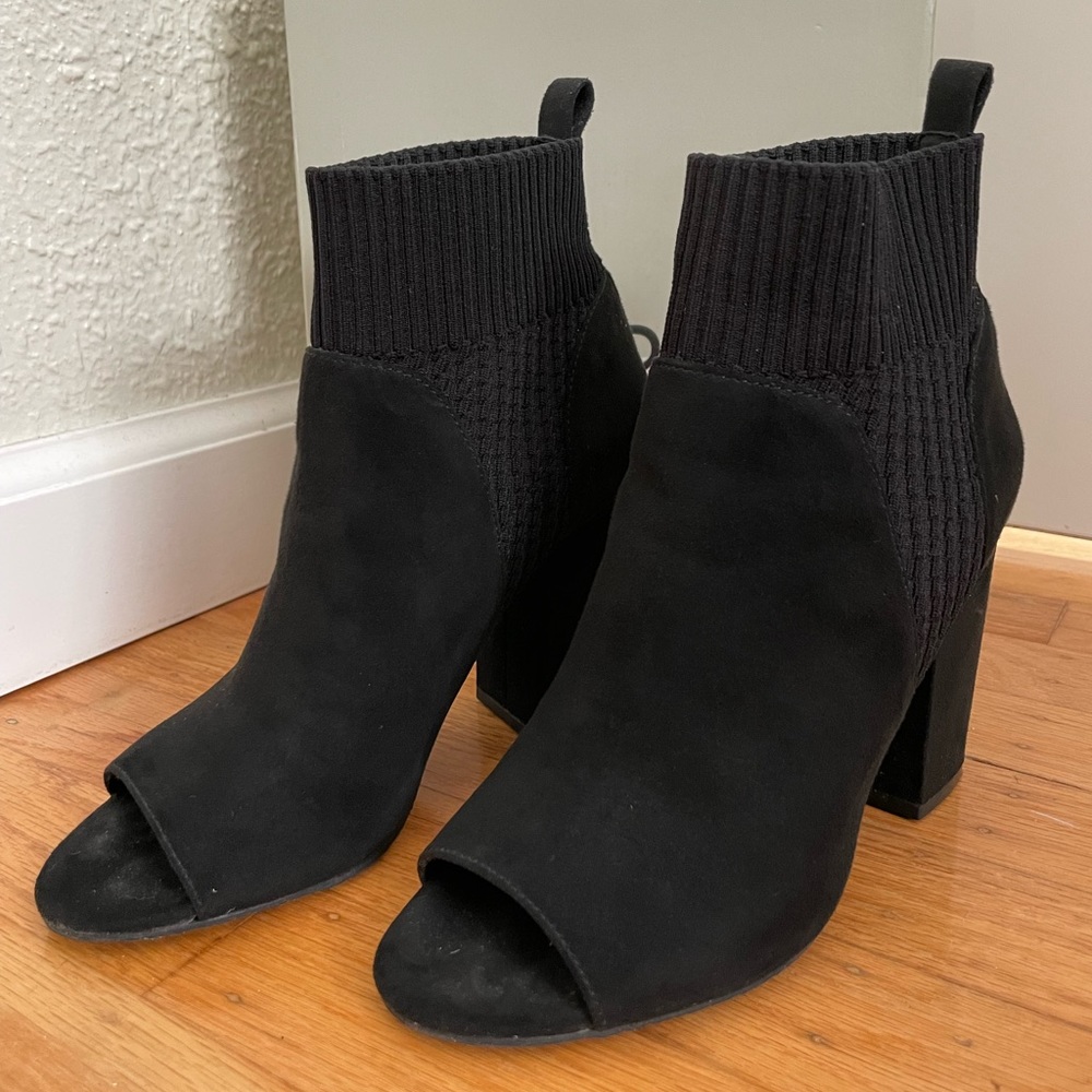 Black peep toe booties